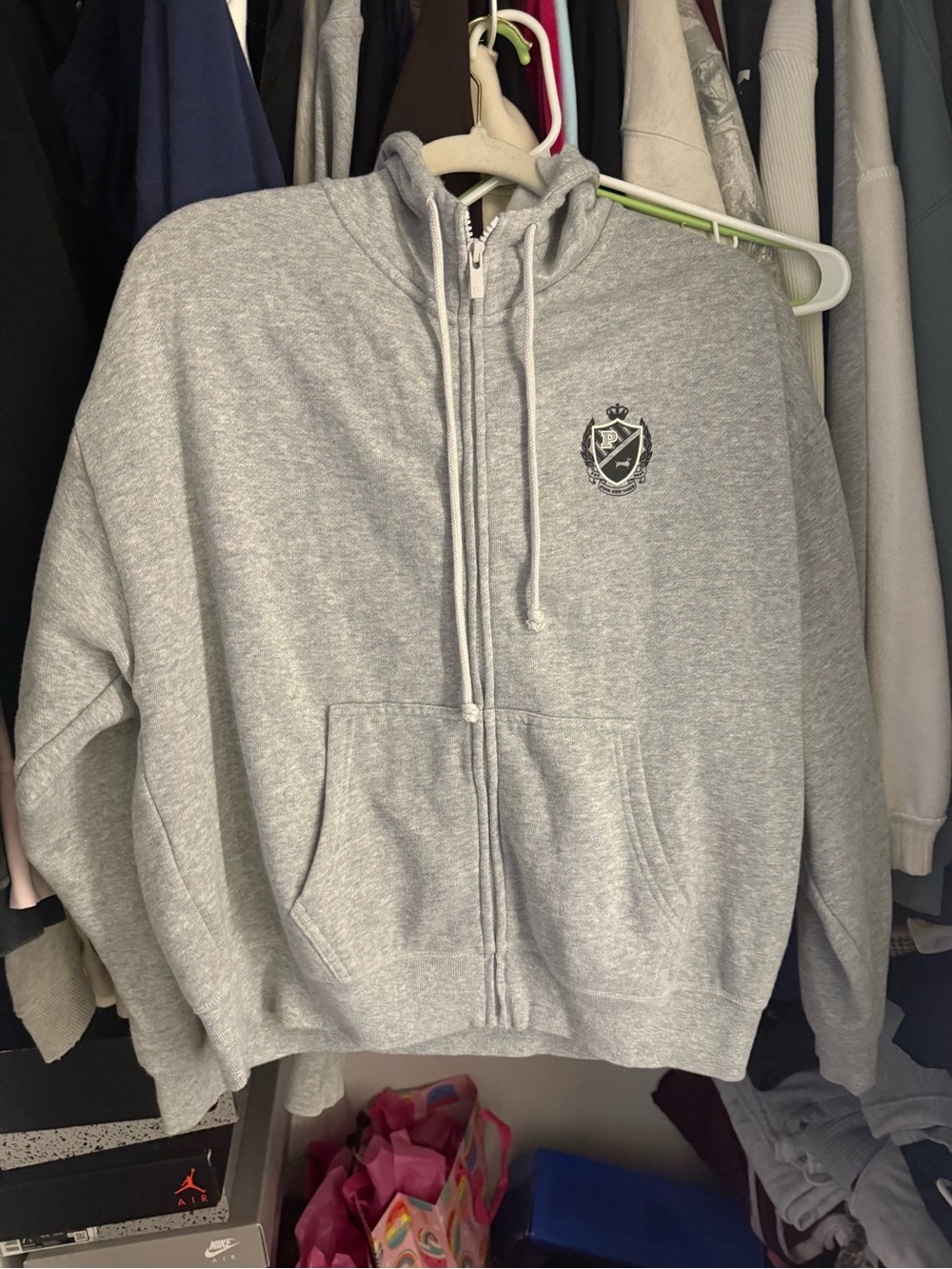 PINK Victoria's Secret Light Gray Fleece Hoodie